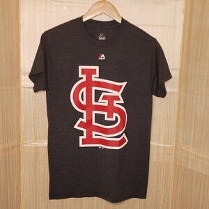 Majestic Mens Grey MLB St. Louis Cardinals Short Sleeve Shirt Small